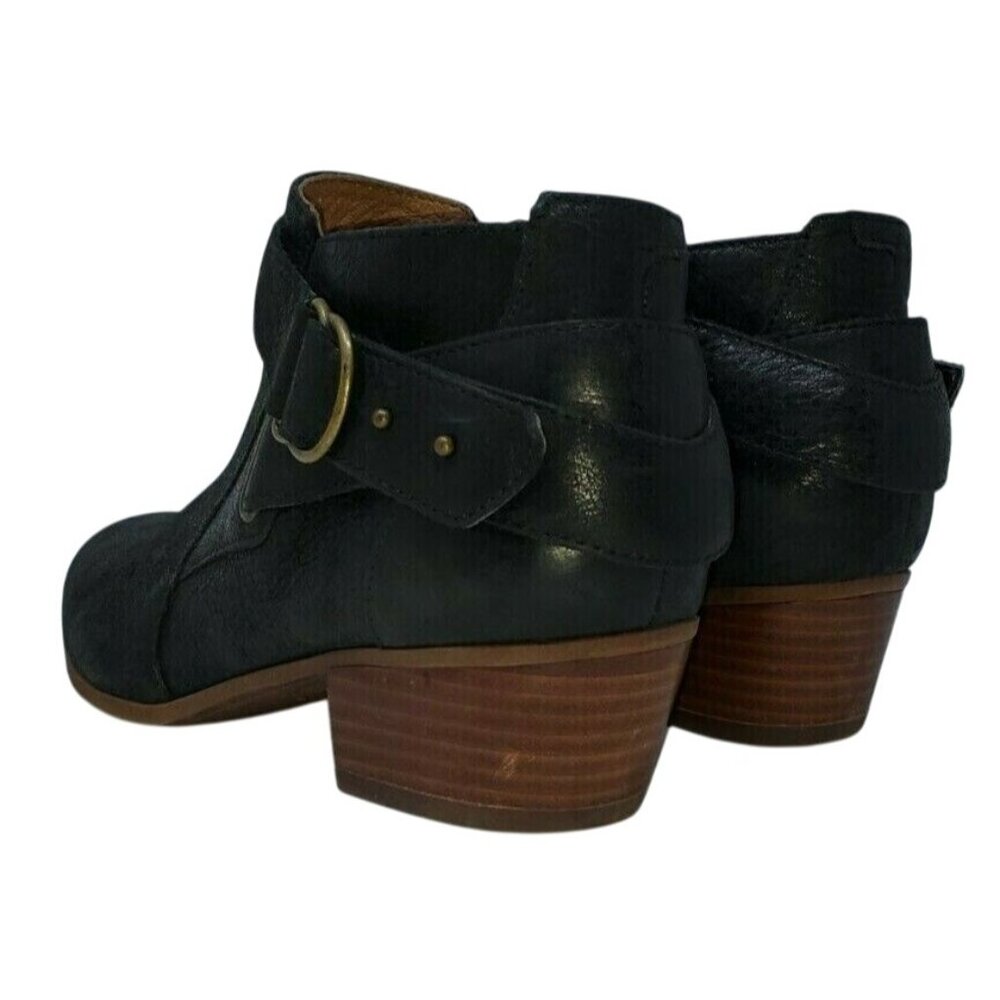 Clarks Ankle Boots Women's 6.5 M Spye Belle Black Leather Booties Harness Heeled - Picture 9 of 11